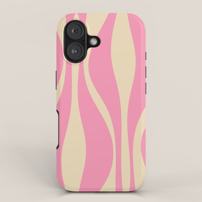 Mid Century Modern Lounge Retro Ogee Pattern in Pink and Cream iPhone Case Gallery Image 1