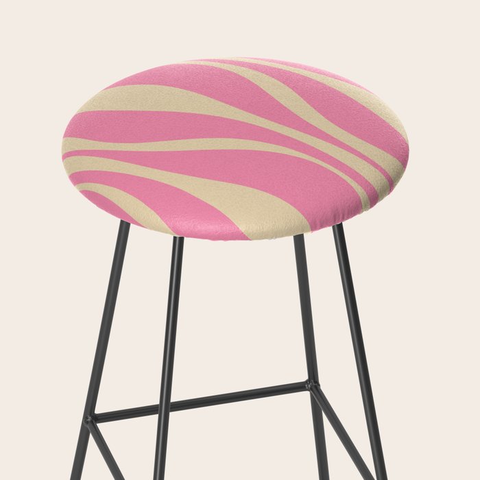 Mid Century Modern Lounge Retro Ogee Pattern in Pink and Cream Stool Gallery Image 2