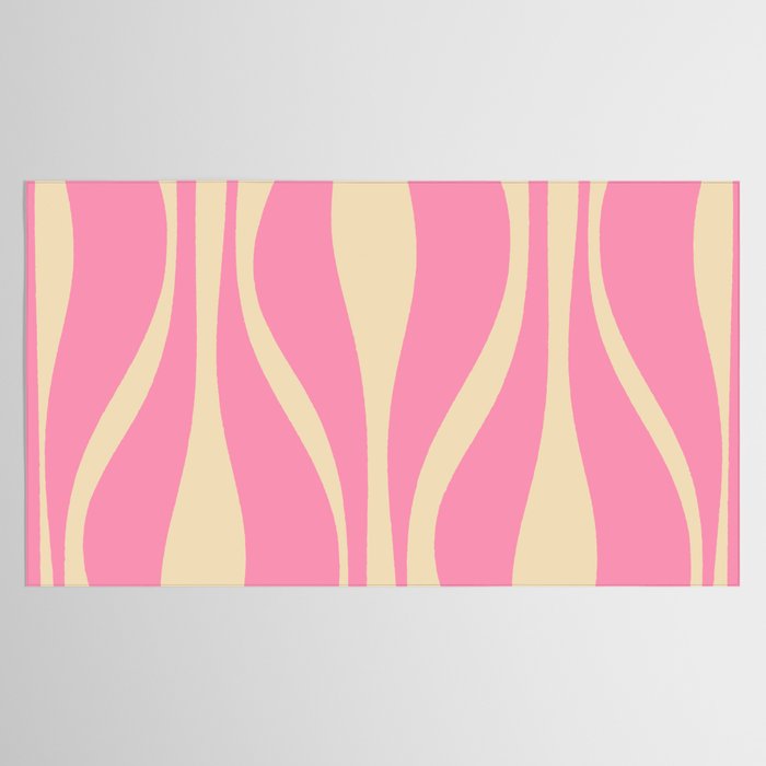 Mid Century Modern Lounge Retro Ogee Pattern in Pink and Cream Tablecloth Gallery Image 2