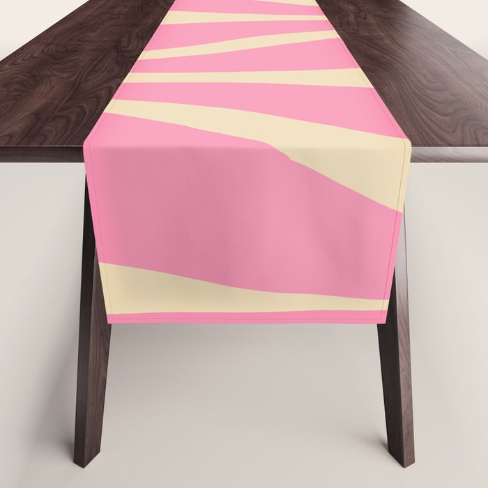 Mid Century Modern Lounge Retro Ogee Pattern in Pink and Cream Table Runner Gallery Image 1