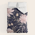 Festive, Modern, Floral Prints, Pink and Navy Comforter Gallery Image 6