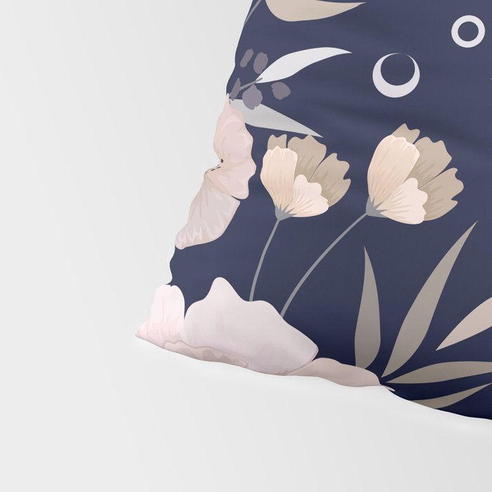 Festive, Modern, Floral Prints, Pink and Navy Pillow Sham Gallery Image 4