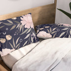 Festive, Modern, Floral Prints, Pink and Navy Pillow Sham Gallery Image 2