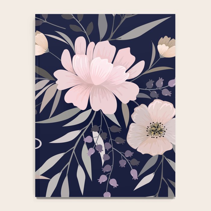 Festive, Modern, Floral Prints, Pink and Navy Notebook Gallery Image 4