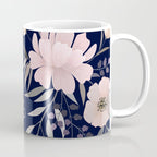 Festive, Modern, Floral Prints, Pink and Navy Coffee Mug Gallery Image 1