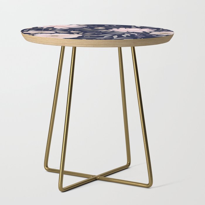 Festive, Modern, Floral Prints, Pink and Navy Side Table Gallery Image 1