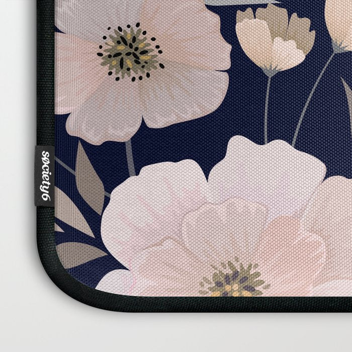 Festive, Modern, Floral Prints, Pink and Navy Laptop Sleeve Gallery Image 3