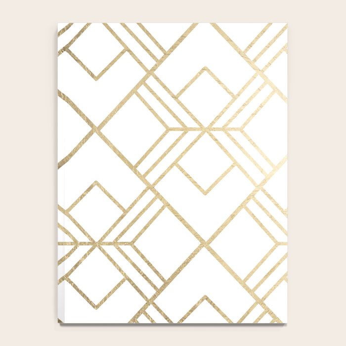 Geometrical white faux gold elegant stylish diamonds Notebook Gallery Image 4