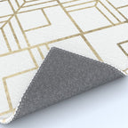 Geometrical white faux gold elegant stylish diamonds Rug Gallery Image 4