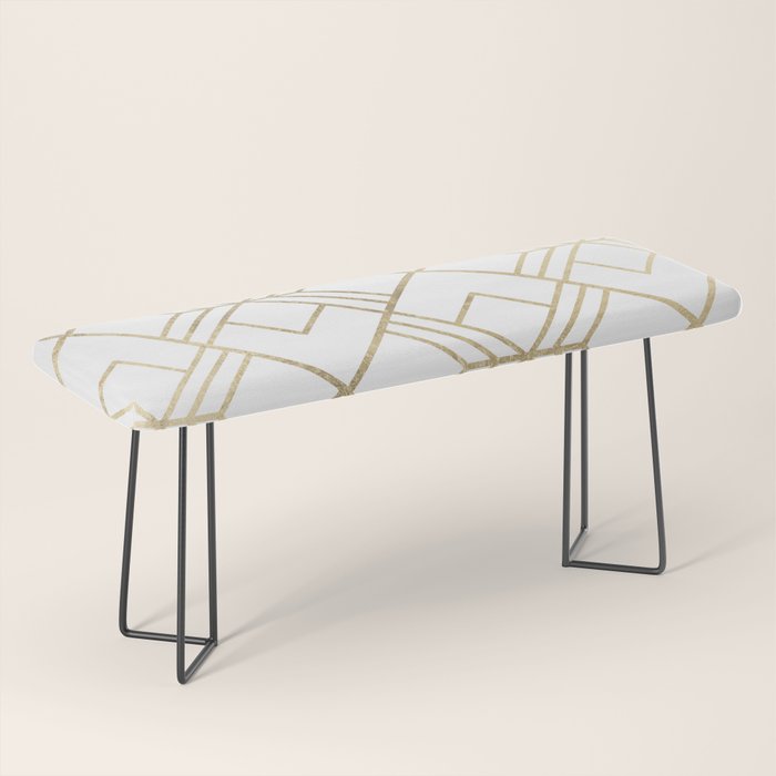 Geometrical white faux gold elegant stylish diamonds Bench Gallery Image 1