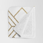 Geometrical white faux gold elegant stylish diamonds Throw Blanket Gallery Image 3
