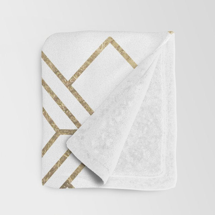 Geometrical white faux gold elegant stylish diamonds Throw Blanket Gallery Image 3