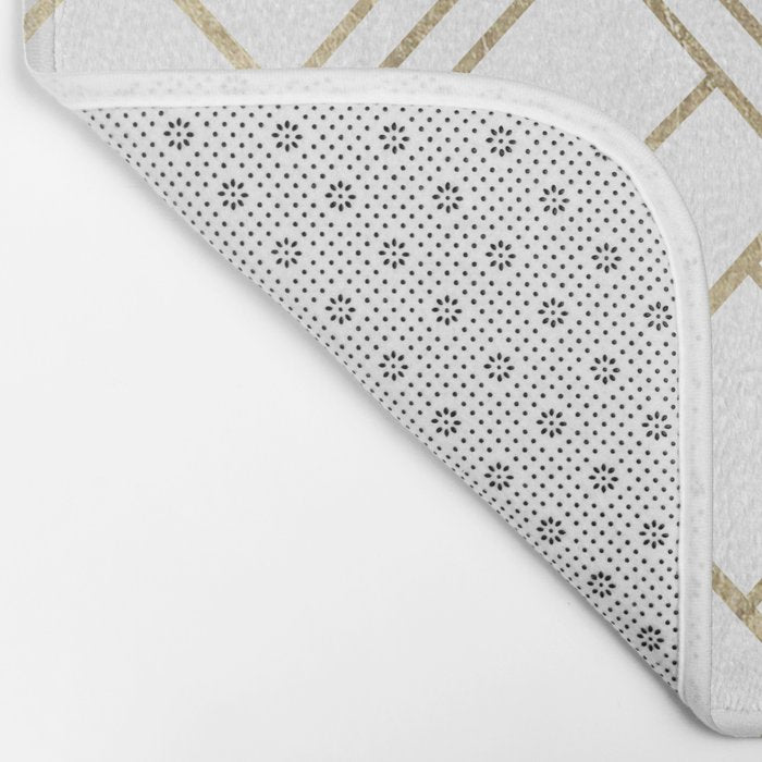Geometrical white faux gold elegant stylish diamonds Bath Mat Gallery Image 2