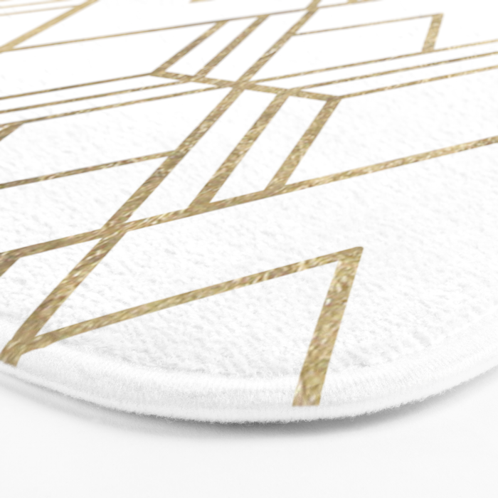Geometrical white faux gold elegant stylish diamonds Bath Mat Gallery Image 3