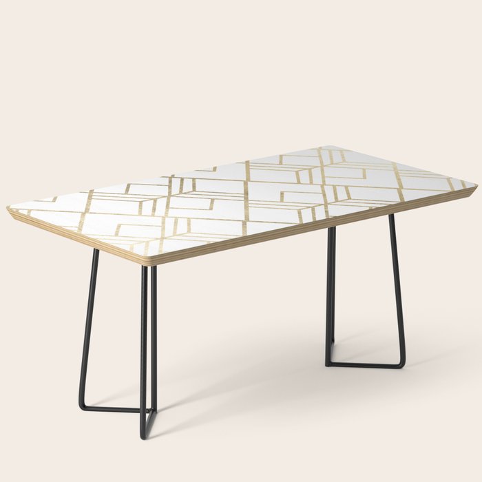 Geometrical white faux gold elegant stylish diamonds Coffee Table Gallery Image 1