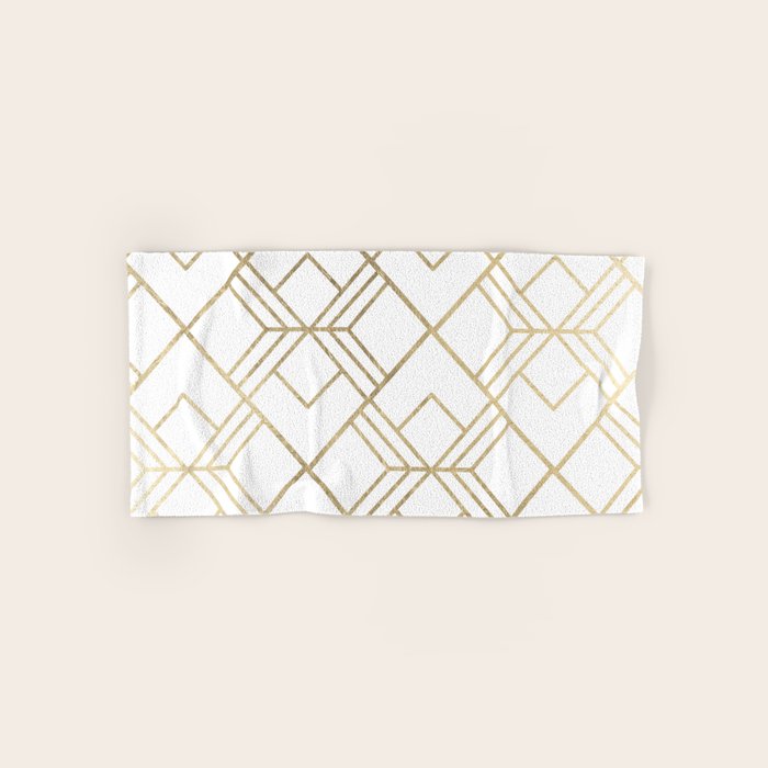 Geometrical white faux gold elegant stylish diamonds Towels Gallery Image 1