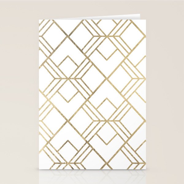 Geometrical white faux gold elegant stylish diamonds Stationery Card Gallery Image 2