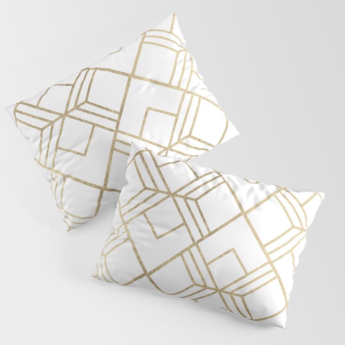 Geometrical white faux gold elegant stylish diamonds Pillow Sham Gallery Image 1