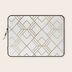 Geometrical white faux gold elegant stylish diamonds Laptop Sleeve Gallery Image 1