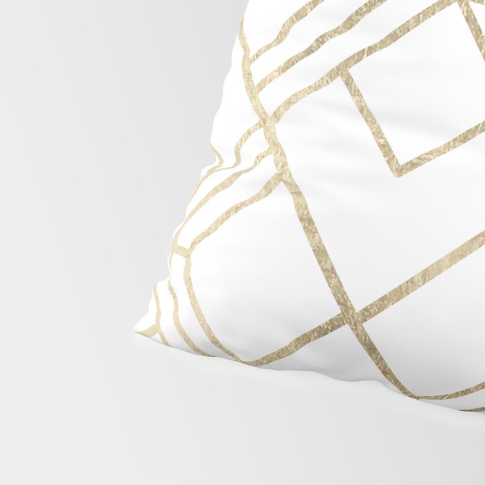 Geometrical white faux gold elegant stylish diamonds Pillow Sham Gallery Image 4
