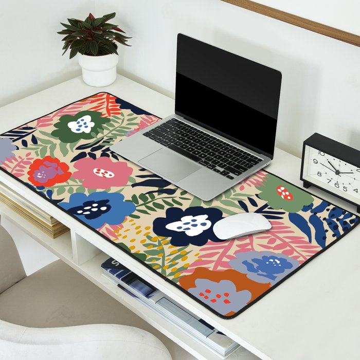 Maximalist floral shapes pattern Desk Mat Gallery Image 2