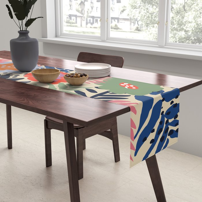 Maximalist floral shapes pattern Table Runner Gallery Image 2