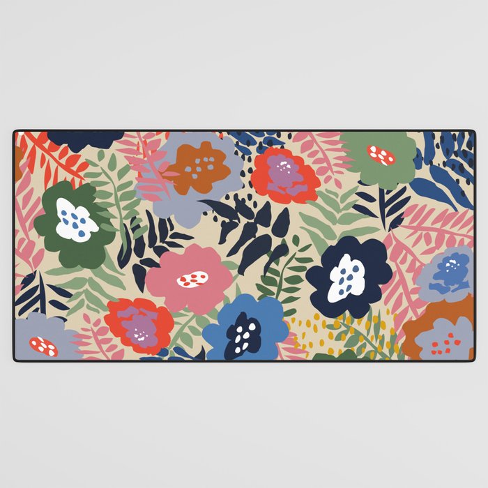 Maximalist floral shapes pattern Desk Mat Gallery Image 3