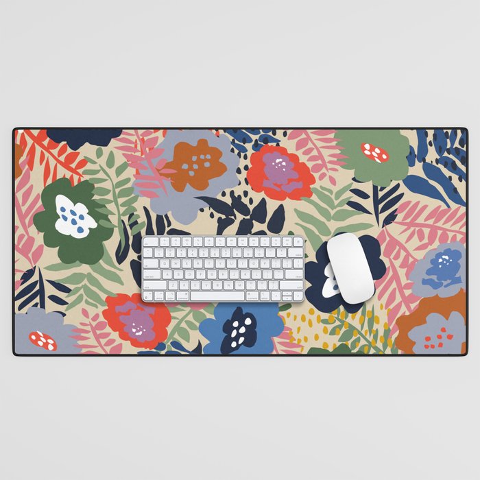 Maximalist floral shapes pattern Desk Mat Gallery Image 1