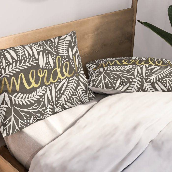 Pardon My French - Gold on Black Pillow Sham Gallery Image 2