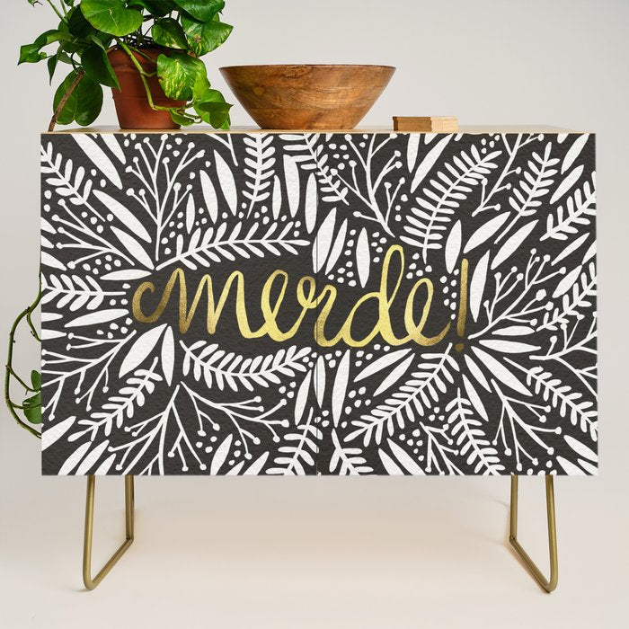 Pardon My French - Gold on Black Credenza Gallery Image 1