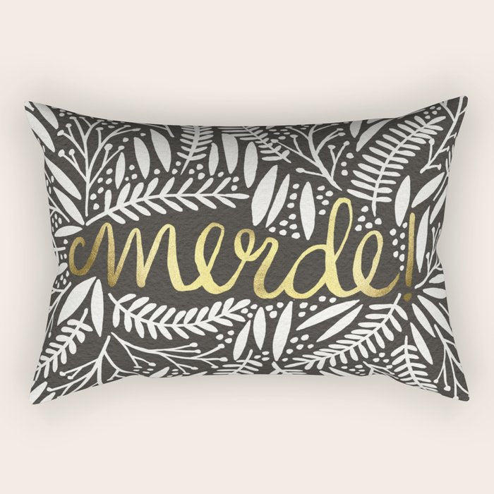Pardon My French - Gold on Black Rectangular Pillow Gallery Image 1