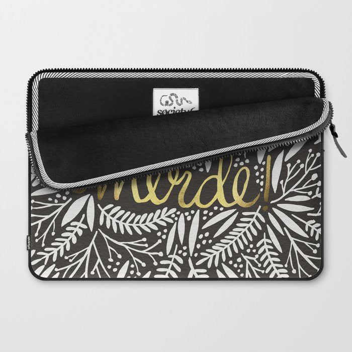 Pardon My French - Gold on Black Laptop Sleeve Gallery Image 2