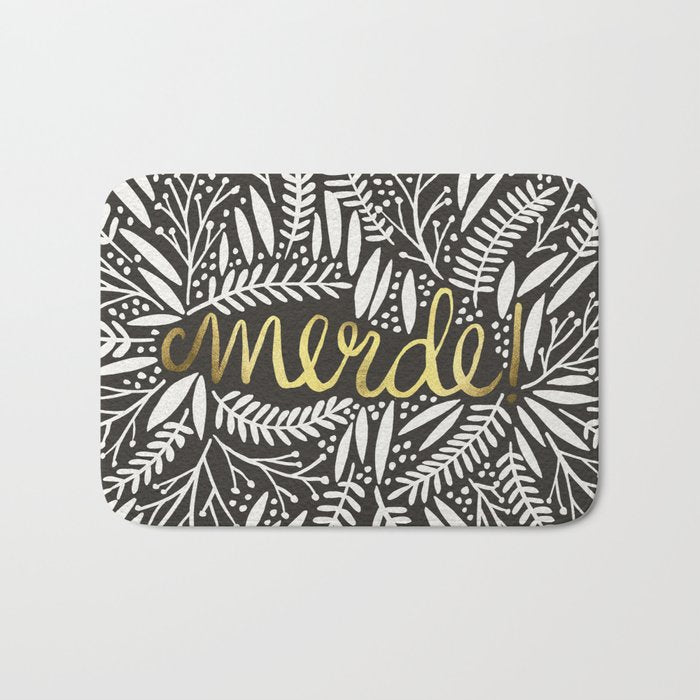 Pardon My French - Gold on Black Bath Mat Gallery Image 1