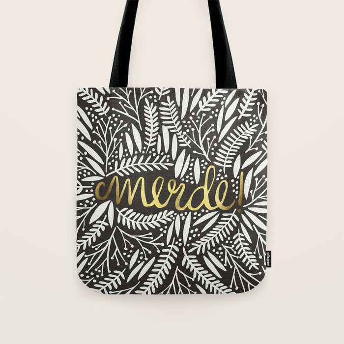 Pardon My French - Gold on Black Tote Bag Gallery Image 1