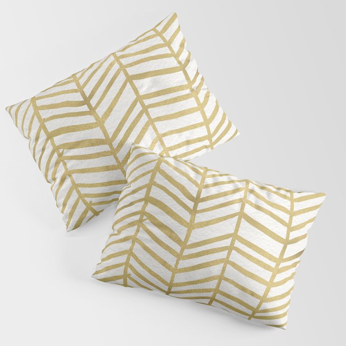 Gold Herringbone Pillow Sham Gallery Image 3