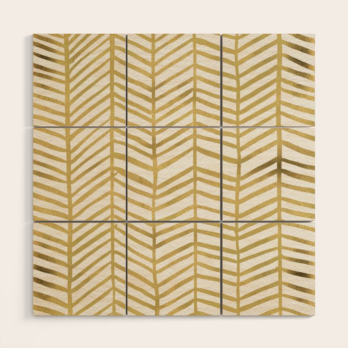 Gold Herringbone Wood Wall Art Gallery Image 1