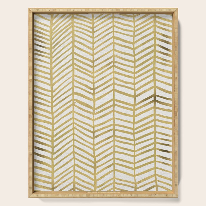 Gold Herringbone Serving Tray Gallery Image 1