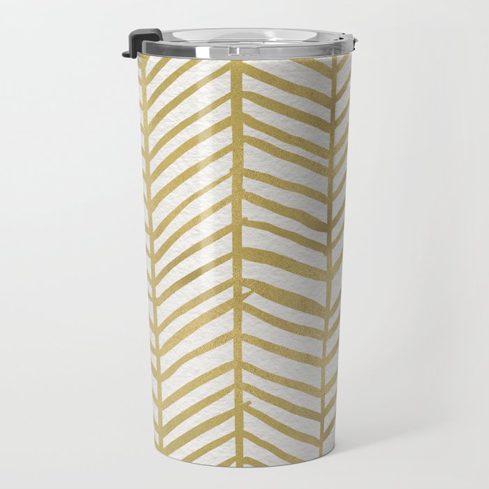 Gold Herringbone Travel Mug Gallery Image 3