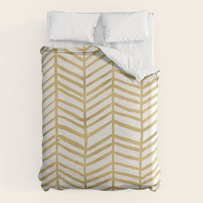 Gold Herringbone Duvet Cover Gallery Image 1