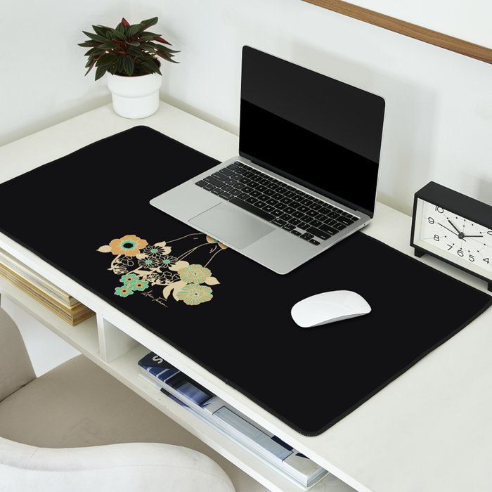 Love Stoned Cowboy Boots - Emerald, Cream, Black Desk Mat Gallery Image 2