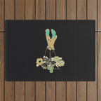 Love Stoned Cowboy Boots - Emerald, Cream, Black Outdoor Rug Gallery Image 1
