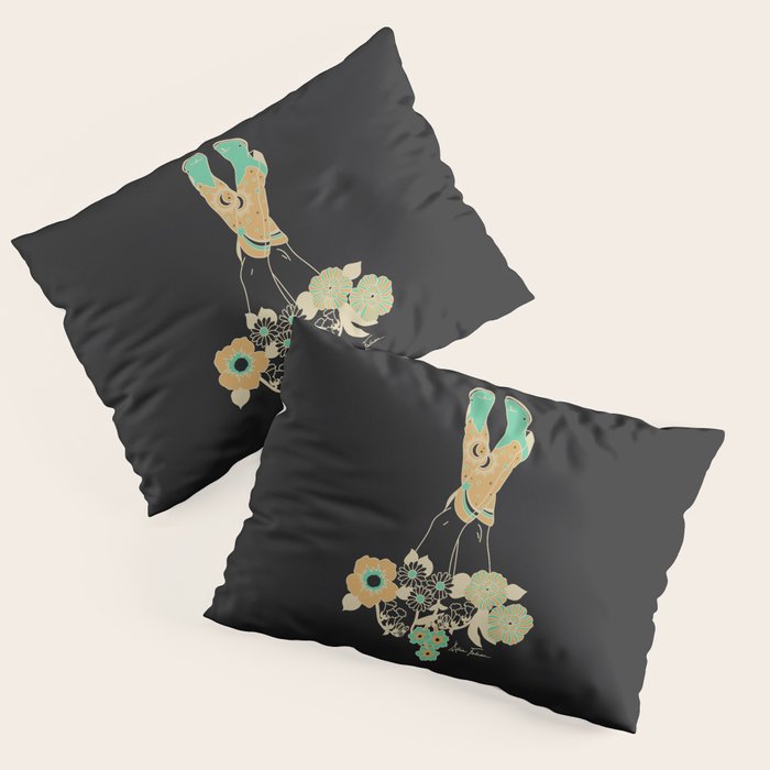 Love Stoned Cowboy Boots - Emerald, Cream, Black Pillow Sham Gallery Image 3