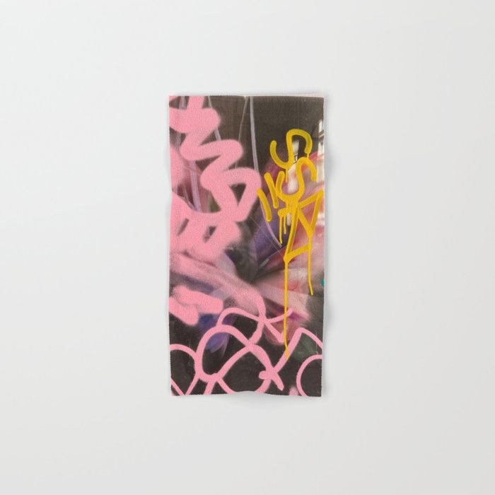 Pink and White Graffiti Sprayed Street Art in Bologna  Bath Towel Gallery Image 1