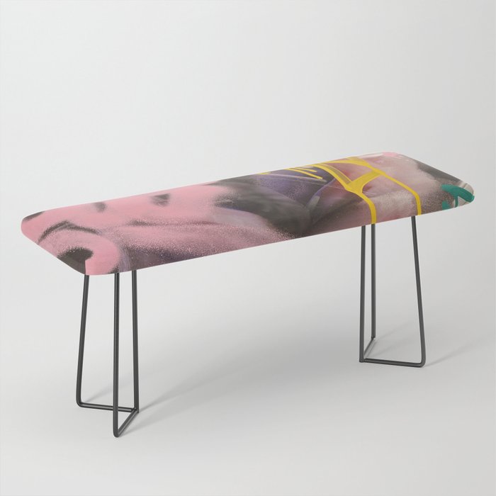 Pink and White Graffiti Sprayed Street Art in Bologna  Bench Gallery Image 1
