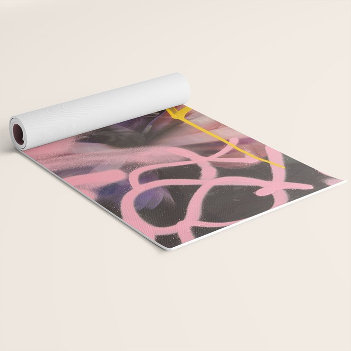 Pink and White Graffiti Sprayed Street Art in Bologna  Yoga Mat Gallery Image 2
