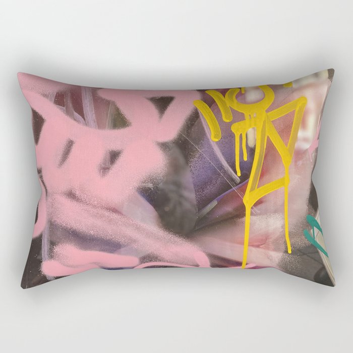 Pink and White Graffiti Sprayed Street Art in Bologna  Rectangular Pillow Gallery Image 2