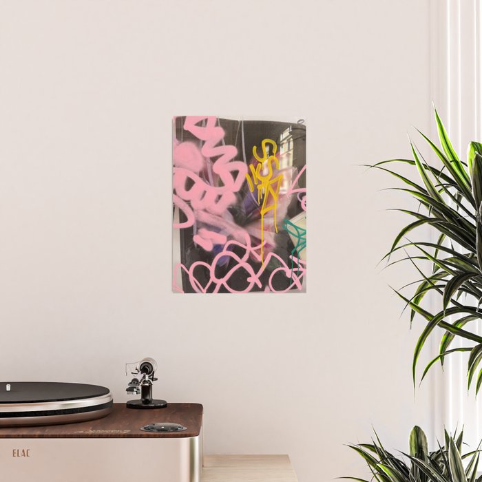 Pink and White Graffiti Sprayed Street Art in Bologna  Poster Gallery Image 2
