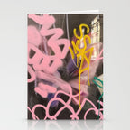 Pink and White Graffiti Sprayed Street Art in Bologna  Stationery Card Gallery Image 2