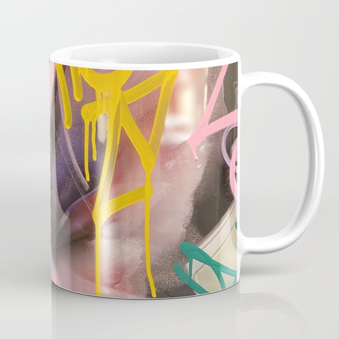 Pink and White Graffiti Sprayed Street Art in Bologna  Coffee Mug Gallery Image 1