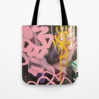 Pink and White Graffiti Sprayed Street Art in Bologna  Tote Bag Gallery Image 1